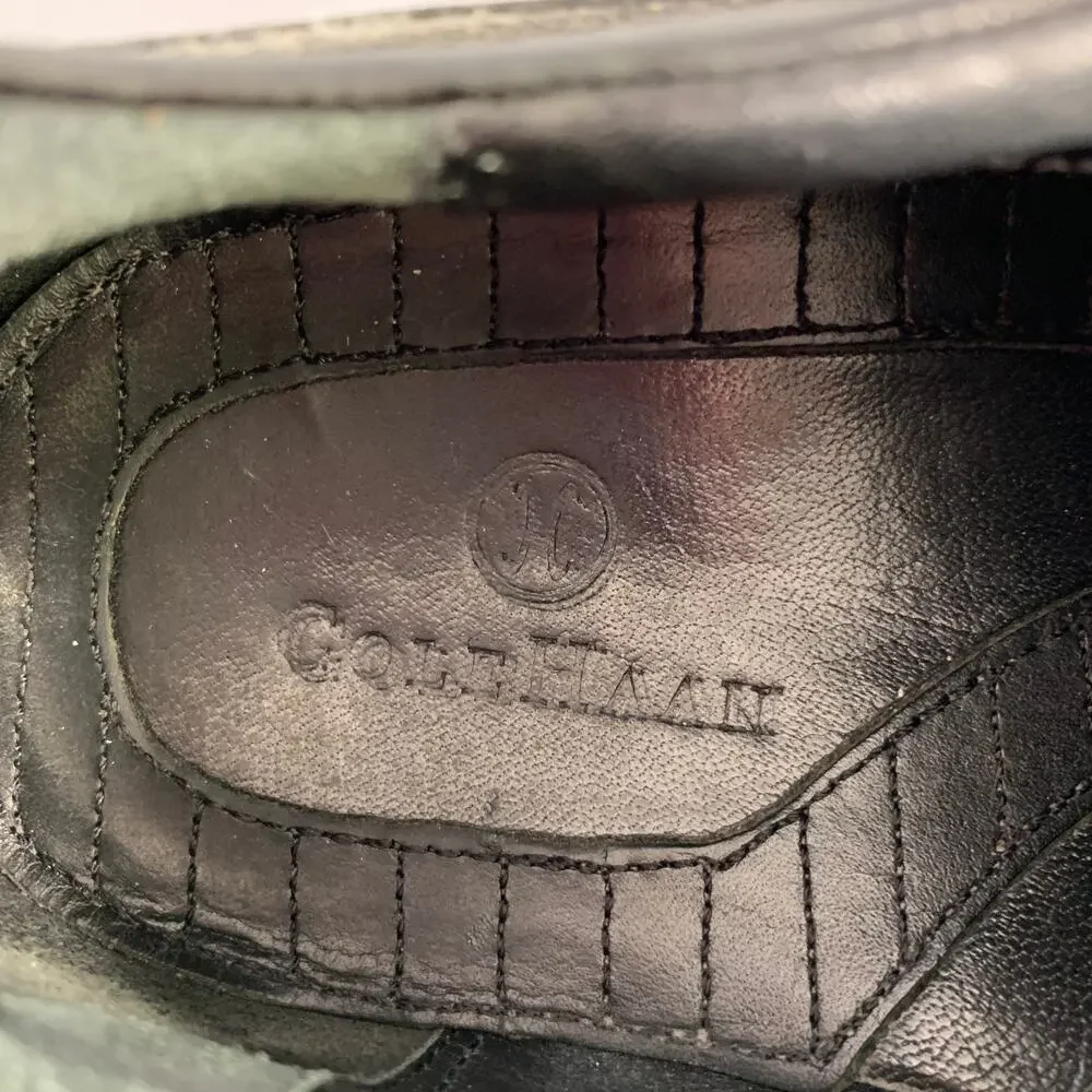 COLE HAAN Size 9.5 Black Contrast Stitch Leather Lace-Up Shoes
